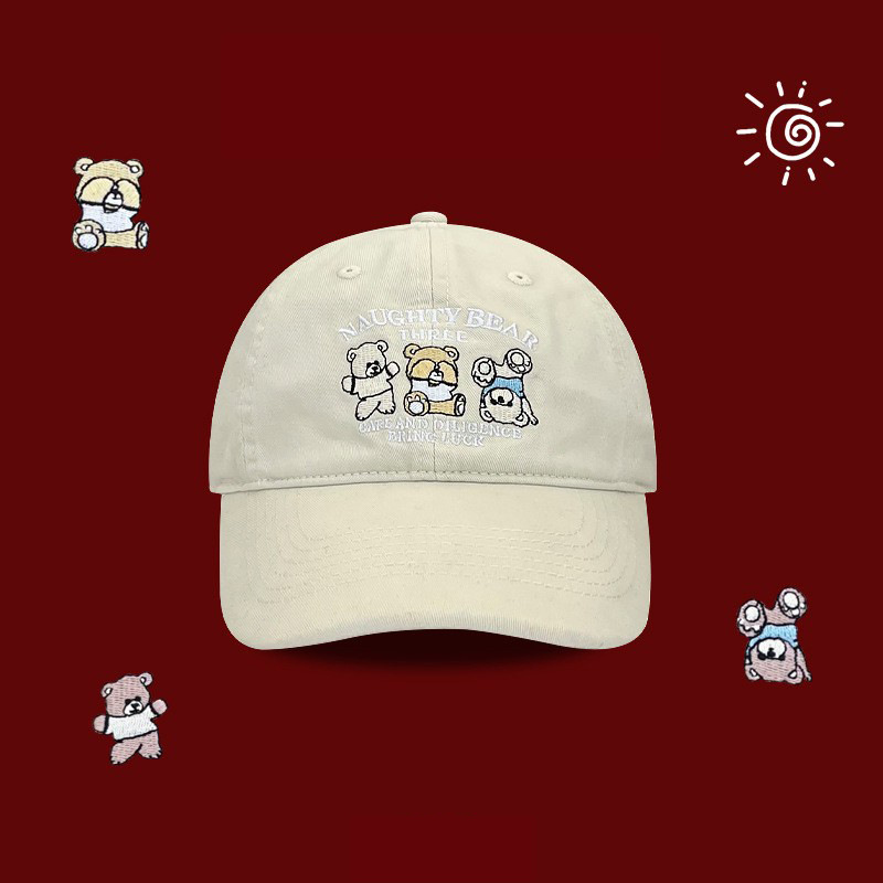 2024 nuevo lindo oso marrón bordado gorra de lengua mujer primavera y otoño universitaria pareja sombrero de béisbol moda masculina