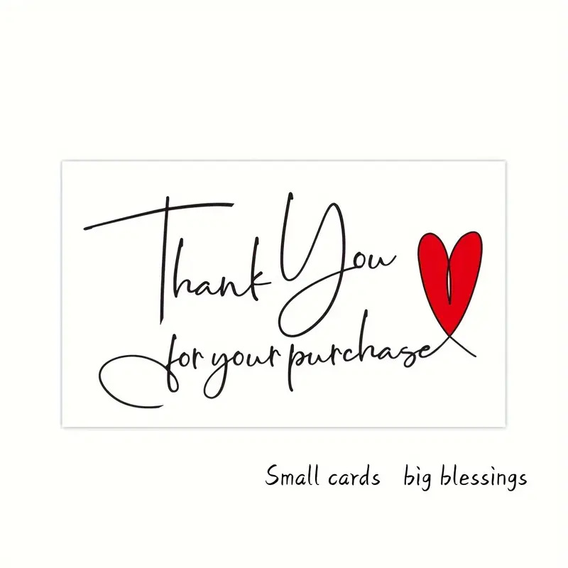 50张，红爱心精致的感谢卡节日礼品包装装饰心小卡，小企业用品