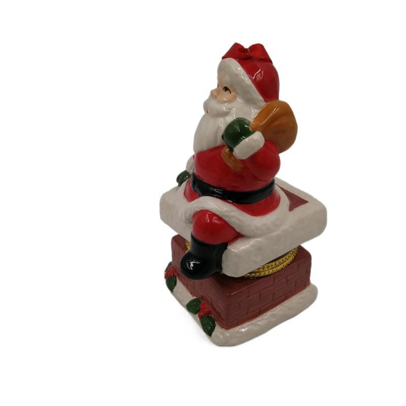 Artesanía de cerámica, joyería, joyería, caja de almacenamiento de joyas, joyero de cerámica de dibujos animados de Navidad, muebles de cerámica de Navidad