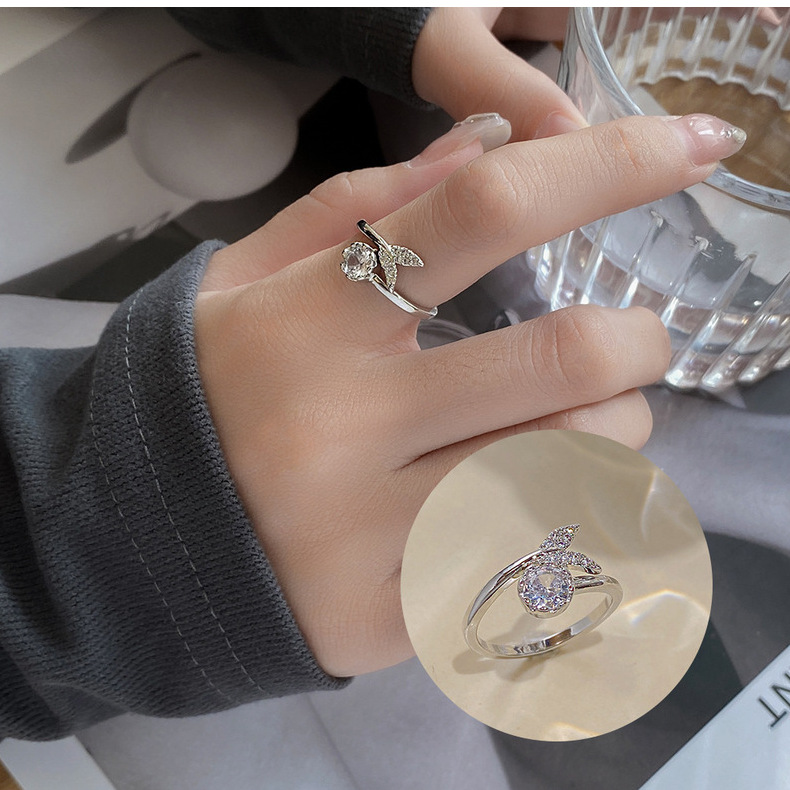 Simple Style Geometric Copper Inlay Zircon Open Ring 1 Piece