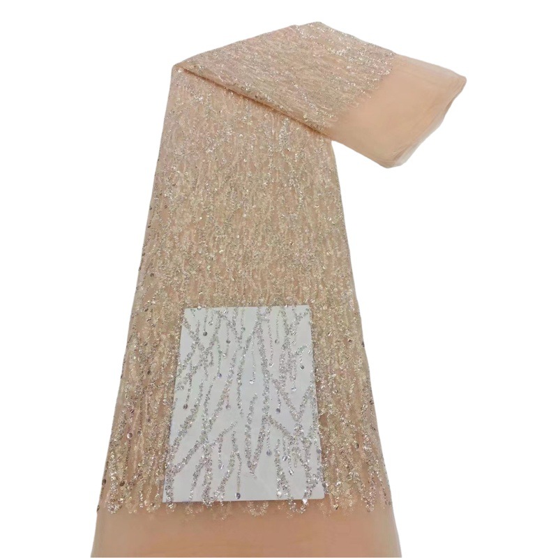 Europa y América lentejuelas tulle malla encaje vestido de noche falda tela cuentas encaje neto jx2495