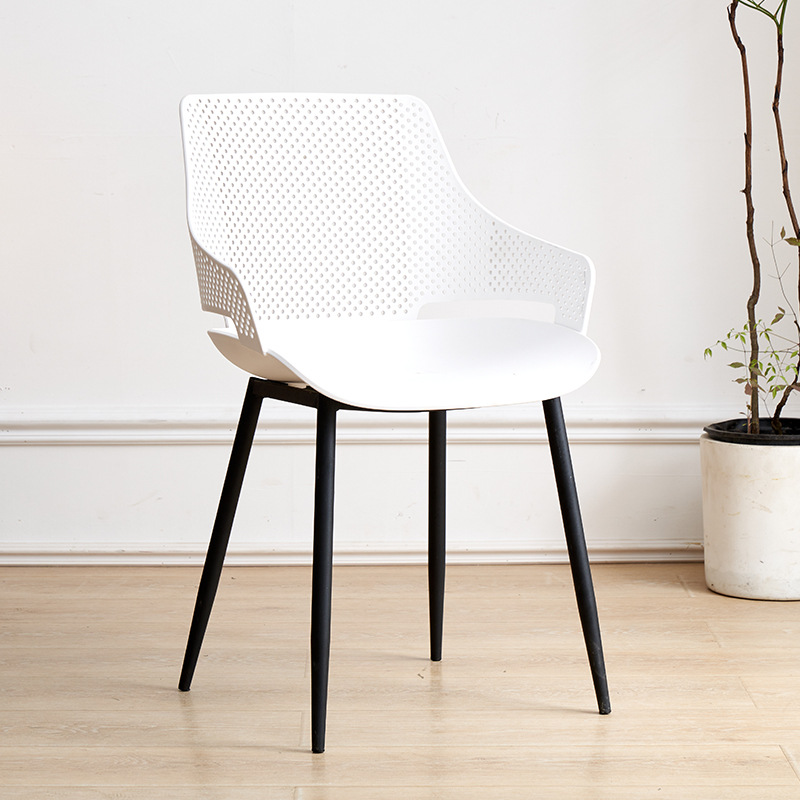 Fuente silla de plástico grueso hogar hierro forjado respaldo de plástico silla de comedor dormitorio tocador silla hueco negociación