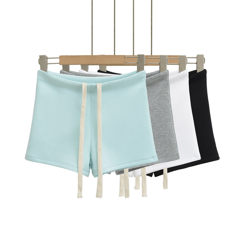 2025 Summer Hot Girl High-Waisted Drawstring Bottoming Hot Pants, Shorts, Elastic Women's Slim Shorts, Tight Pants for Outer Wear