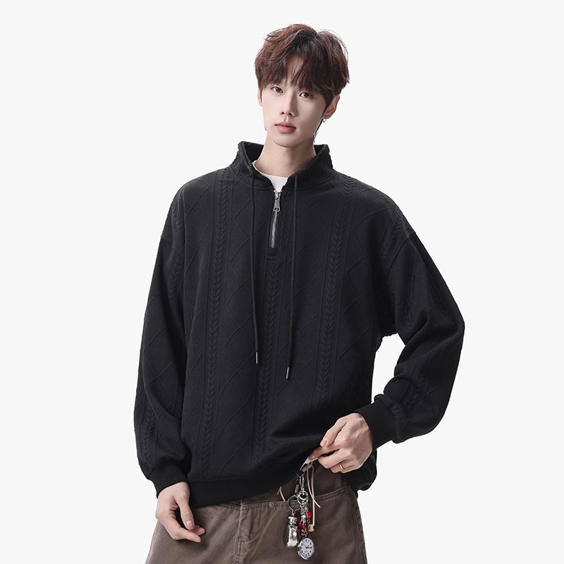 2026 New Sweater Men's Spring And Autumn Teen Heavy Half Zipper Jacket American Trendy Brand With Bottoming Shirt_voghion.com