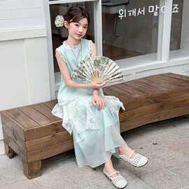 女童夏季套装2025新款洋气儿童新中式夏装时髦炸街女孩国风两件套