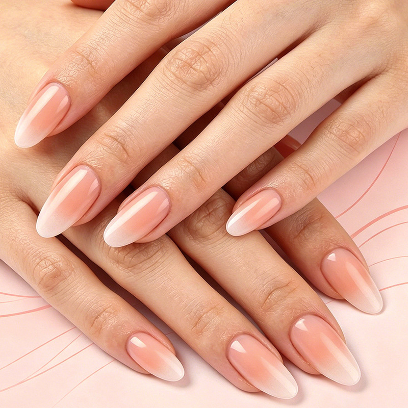 Gentle Nude Skin Gradient Blush Manicure Minimalist Solid Color Whitening Medium Almond-Shaped Daily Fake Nails 24 Pieces Removable Gentle Nude Skin Gradient Blush Manicure Minimalist Solid Color Whitening Medium Almond-Shaped Daily Fake Nails 24 Pieces Removable
