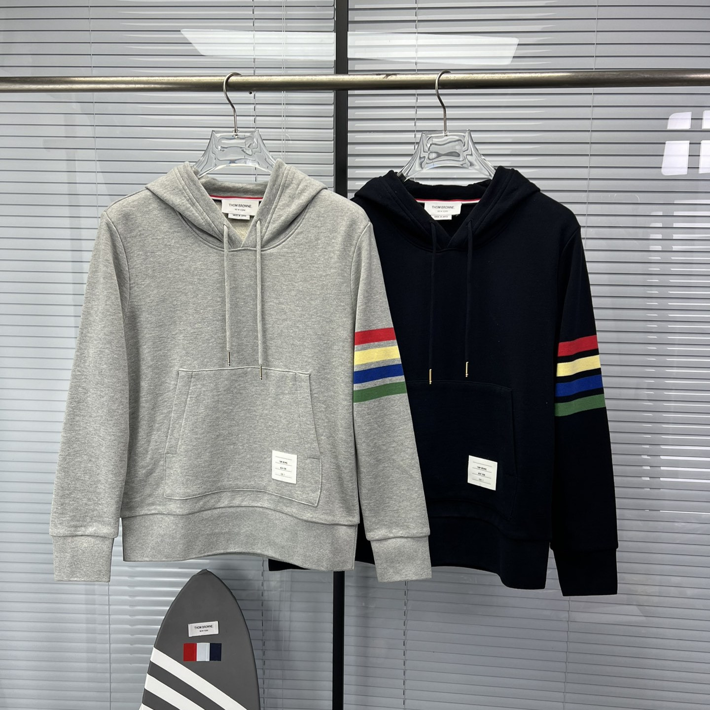 工厂直销TB高品质彩条四杠春秋季新品潮流潮牌男帽衫休闲连帽卫衣