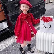 女童旗袍冬季拜年服中国风改良连衣裙2025款儿童宝宝加绒红色裙子