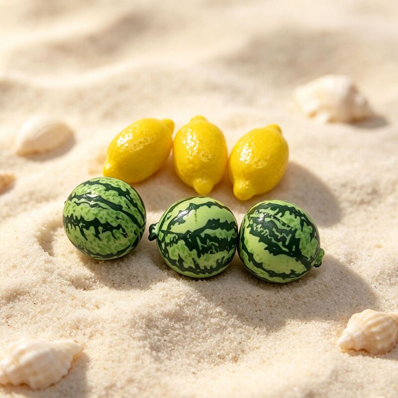 Miniature landscape, 3D watermelon and lemon fruit figurines, resin crafts, DIY keychain pendants, and jewelry accessories Miniature landscape, 3D watermelon and lemon fruit figurines, resin crafts, DIY keychain pendants, and jewelry accessories