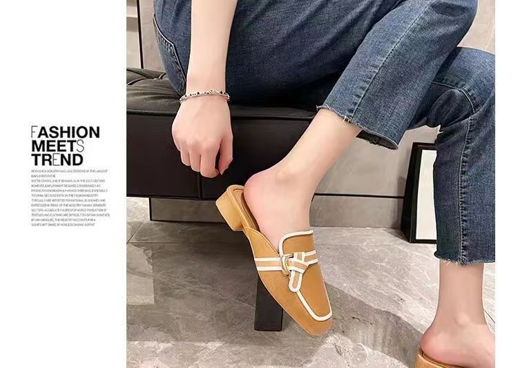Baotou Zapatillas De Verano De Medio Soporte Prendas De Vestir Exteriores De Mujer Red Nueva Versión Coreana Sandalias Y Zapatillas Antideslizantes Informales Ligeras Y De Tacón Bajo_voghion.com