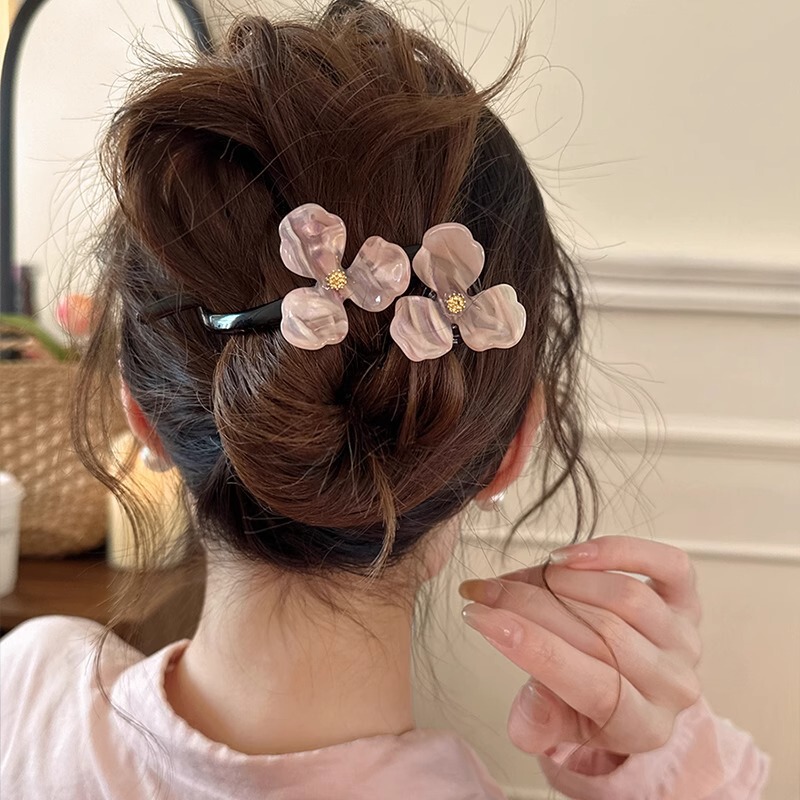 後頭部の髪型を整える高級フラワーツイストクリップとヘアクリップの代替品、ワンラインクリップ、ヘアアクセサリー、ハーフタイヘアクリップ|undefined