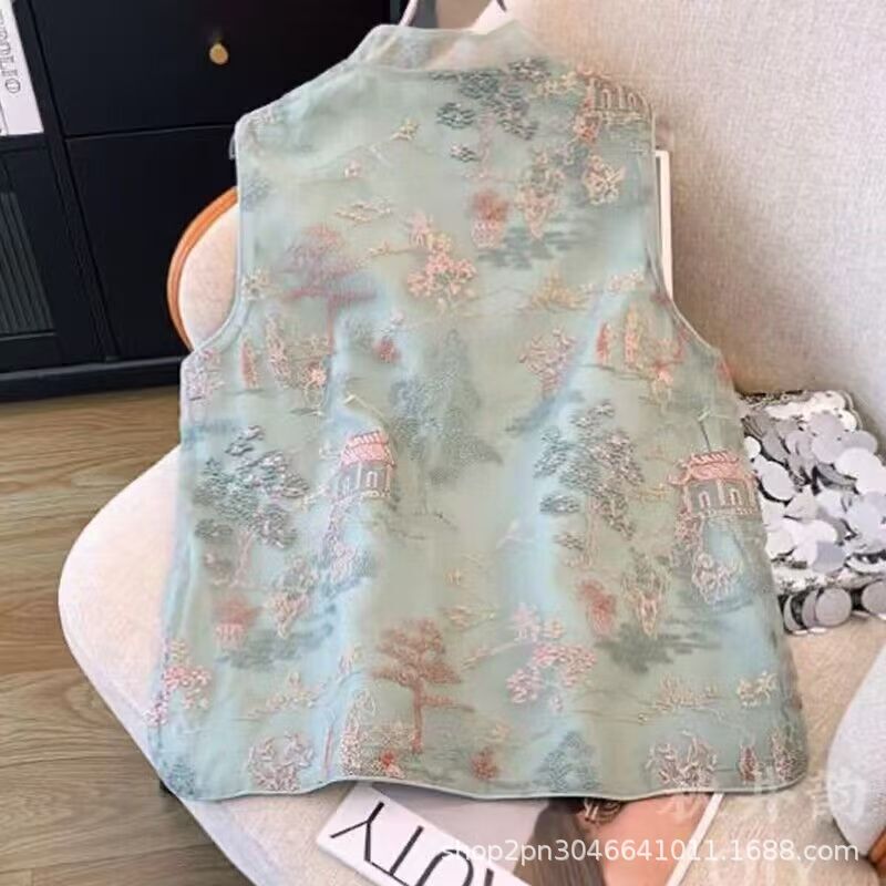 New Chinese-Style Vest with Heavy Embroidery, Women's Top, 2025 New Model, Chinese-Style Improved Tang Suit, Sleeveless Outerwear New Chinese-Style Vest with Heavy Embroidery, Women's Top, 2025 New Model, Chinese-Style Improved Tang Suit, Sleeveless Outerwear