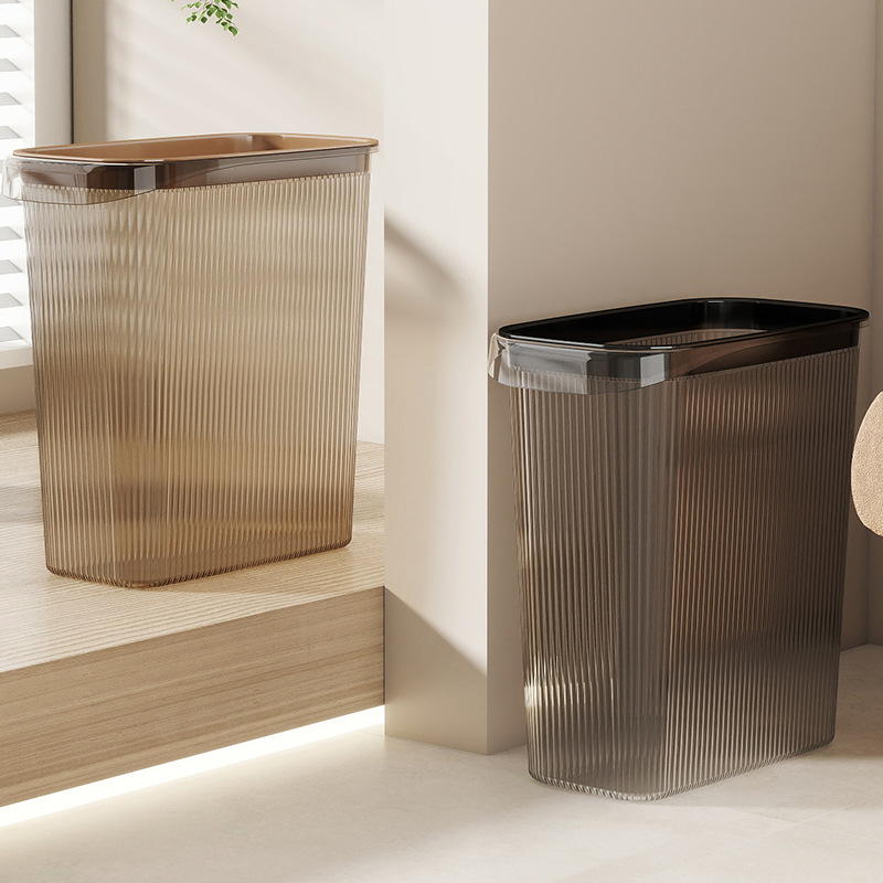 Light Luxury Gap Trash Bin Transparent Household Living Room Bathroom Large Capacity Office Bedroom Large Size Press Trash Basket