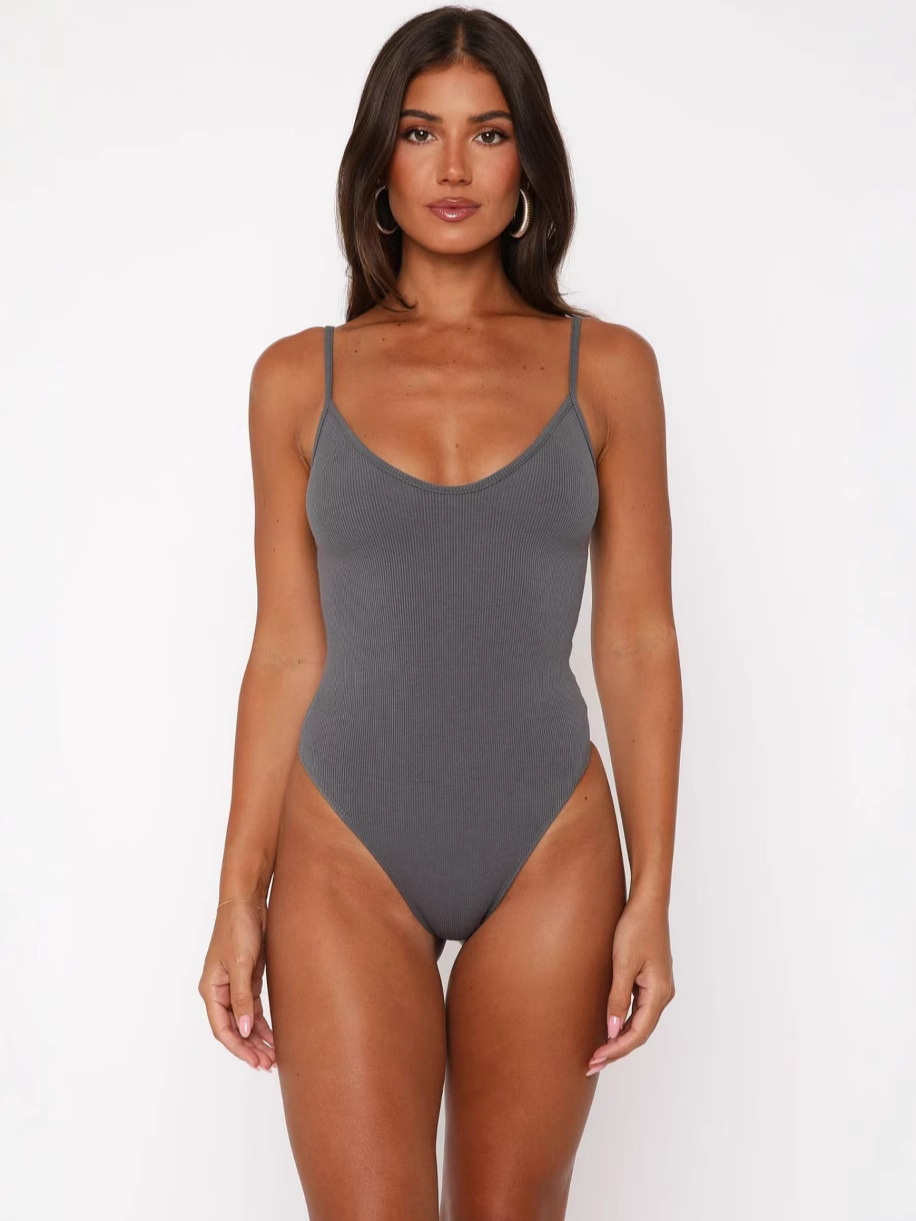L25B051-2025 Traje de baño de verano nuevo estilo europeo y americano, sexy, de una pieza con tirantes. image 2