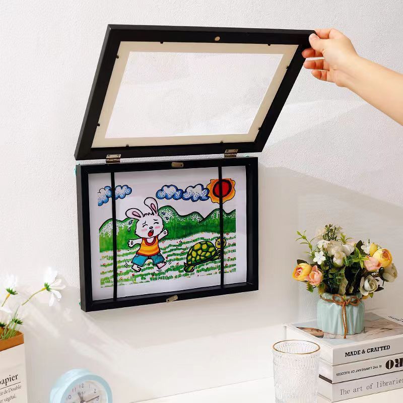 儿童收纳展示画框磁吸创意挂墙作品框免打孔多功能相框可印字|undefined
