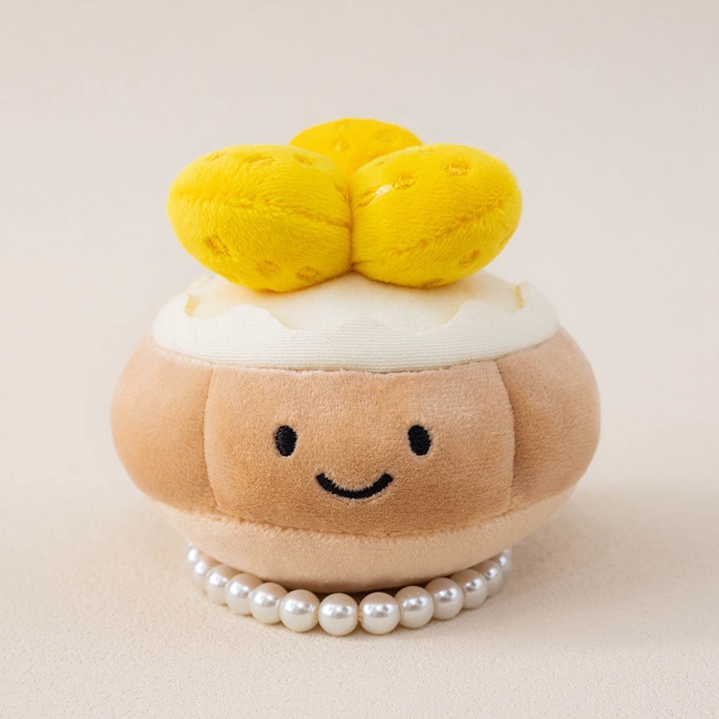 Pastel lindo tarta de fresa colgante pequeño juguete de peluche muñeca simulación divertida tarta de fresa muñeca perla cadena colgante
