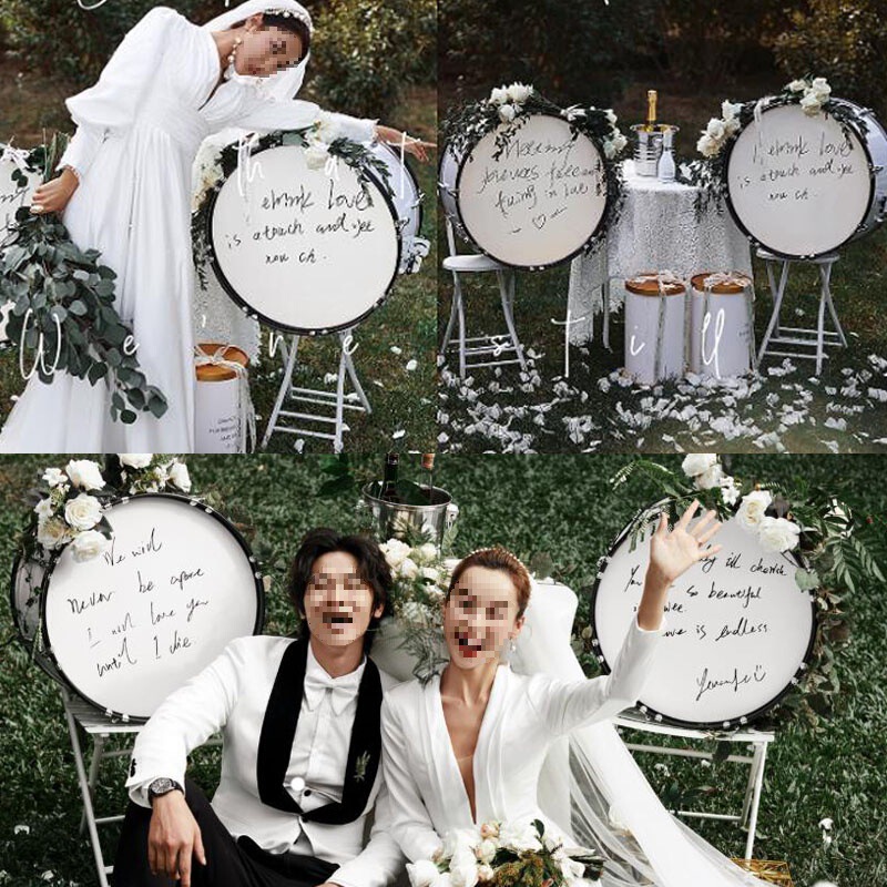 Fashionable and Romantic Wedding Photography Props, Forest-Style Studio Exterior Photoshoot, Korean Creative Silver Large Drum Saxophone