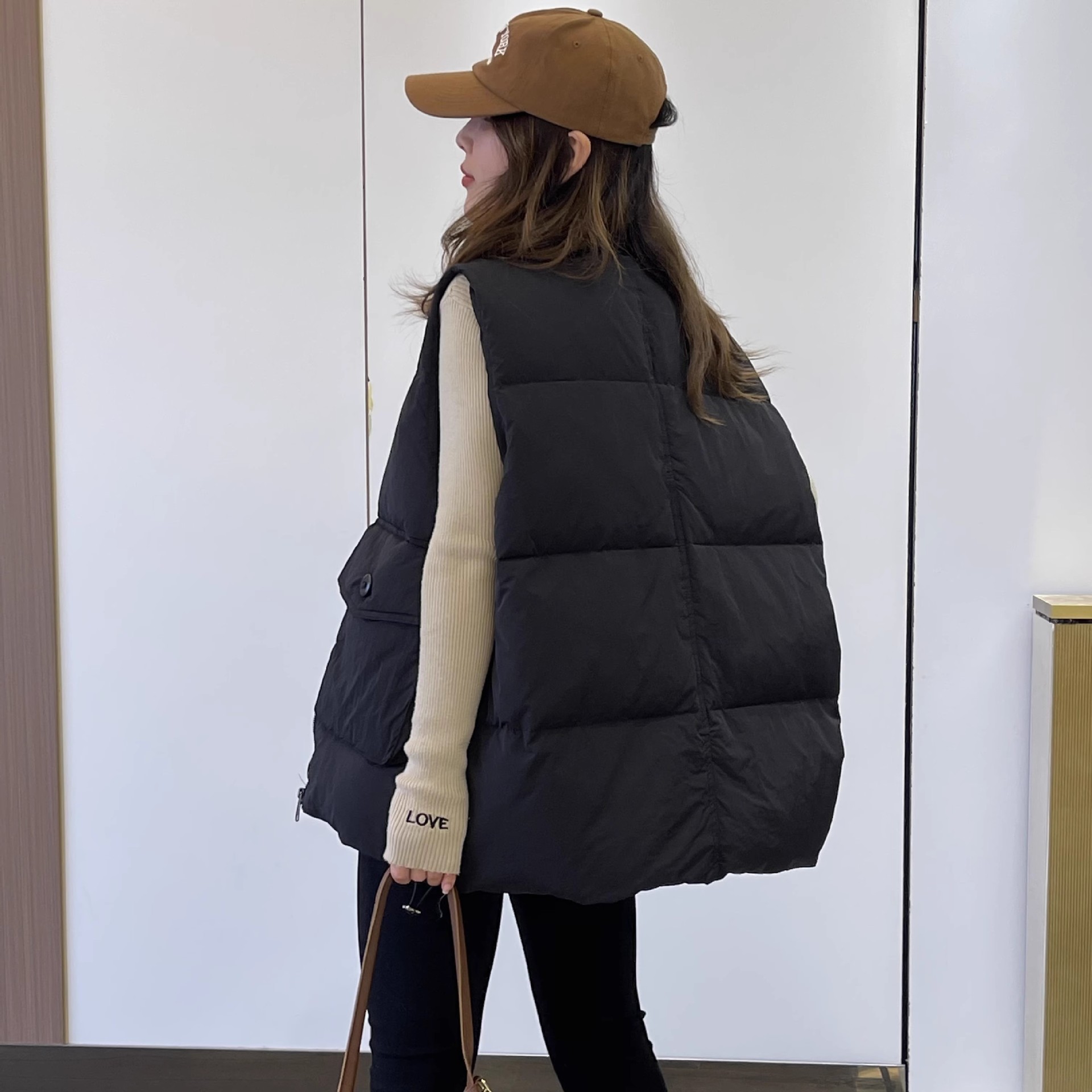 204 Europa estación de plumón chaleco de algodón mujer otoño invierno nuevo diseño relajado casual sensación de bolsillo chaleco chaqueta