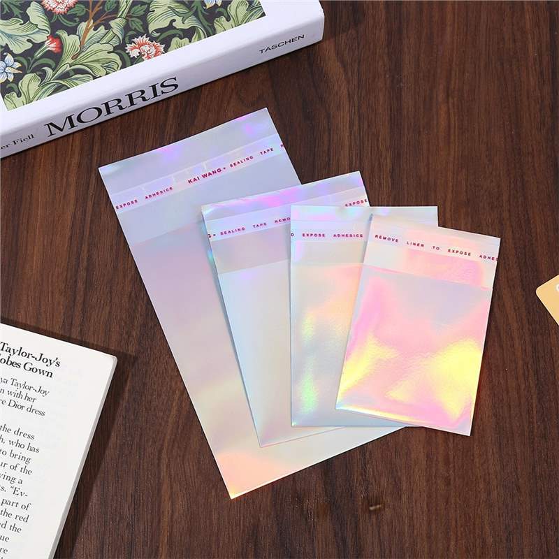 ins镭射自粘袋出卡打包包装袋小卡明信片收纳袋盲袋潮流镭射袋