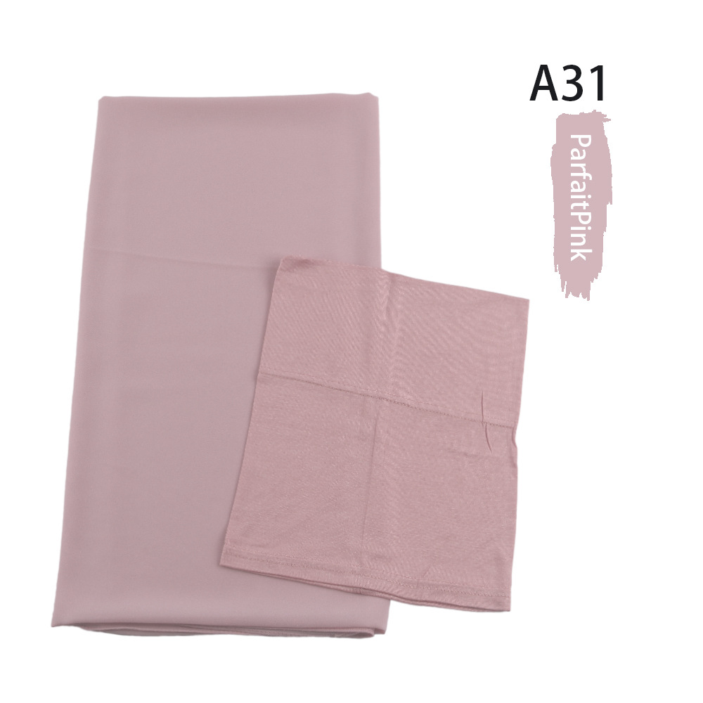 Muslim Women Chiffon HIjab With Matching Under Cap Hijab Headscarf Chiffon Long Shawl With Match Color Jersey Inner Caps