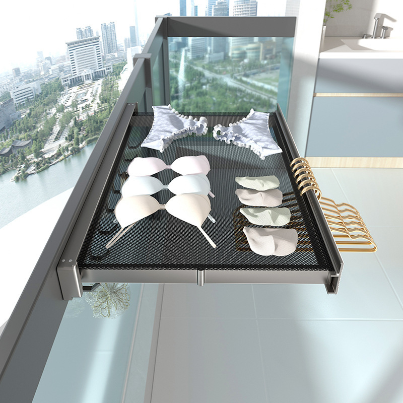 No balcony window retractable invisible drying rack drying net…