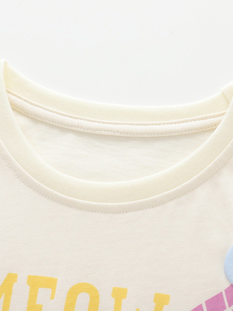 Malwee transfronterizo conjunto de niñas verano nuevo lindo impresión de cuello redondo T europea y americana juegos de dos piezas para niños ociosos