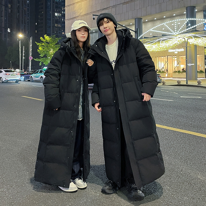 New Product Extra Long Ankle-Length down Jacket Autumn and Winter Couple Wholesale Men and Women Same Style Loose Korean Style Casual Warm Jacket