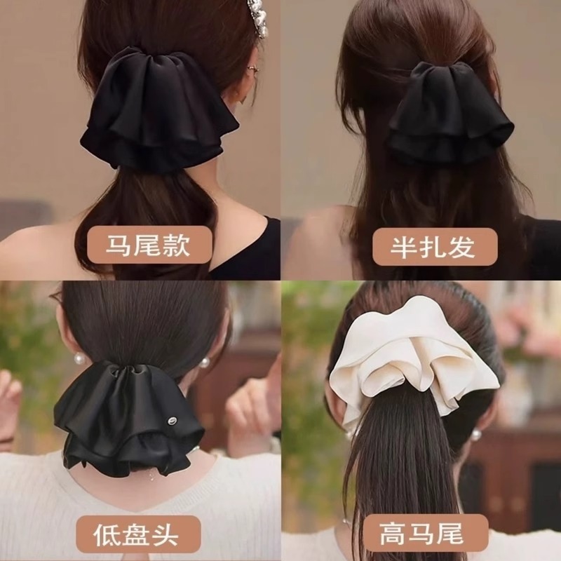 フレンチレトロなソリッドカラーのリボンクリップ、小さなサメクリップ、ハーフタイヘアクリップ、気質、多用途の女の子のヘアアクセサリー|undefined