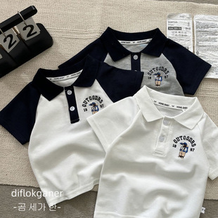 Children's Polo Shirt Short-Sleeved Summer Boy's Lapel Cotton T-Shirt Boy's Summer Embroidered Half-Sleeved Baby Casual Top