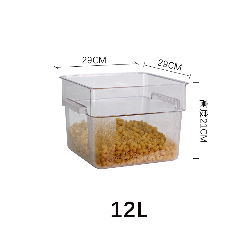 Espesado PC Cubo de almacenamiento de plástico transparente cocina redonda cuadrada sellada a prueba de humedad fresco-mantenimiento Cubo de almacenamiento con tapa para uso comercial