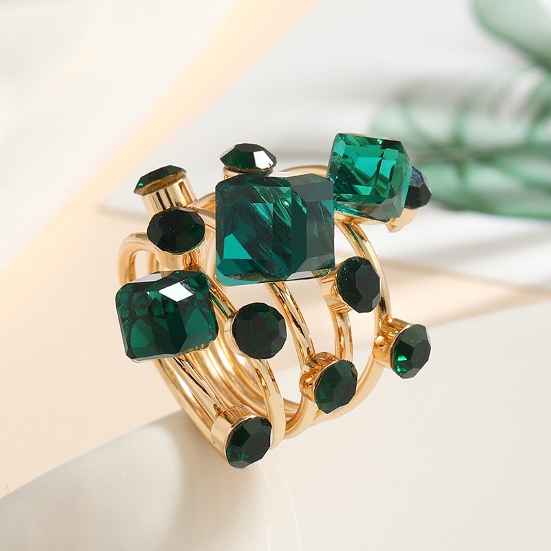 KC Golden Plated Plating Material Artificial Crystal Inlay Material Elegant Lady Geometric Metal Plating Inlay Zircon Women's Rings