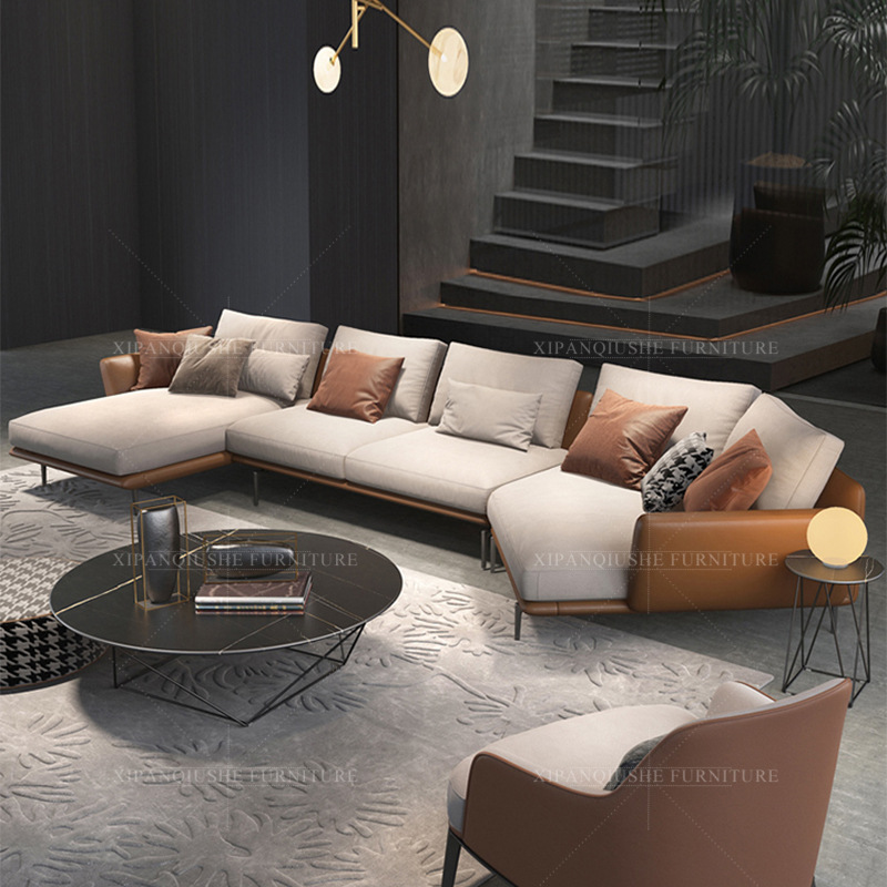 Moderno sofá de tela simple gran apartamento sala de estar italiano minimalista nórdico luz lujo especial-en forma de concubina tecnología sofá de tela