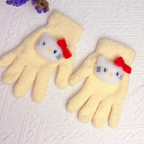 Coral velvet beaver mittens cartoon winter thickened women cycling cute warm anti-cold warm girl five fingers student plush