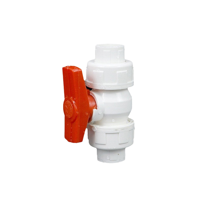 PVC doble válvula de bola doble válvula de conexión de bola accesorios de tubería de agua válvula de conmutación en stock al por mayor