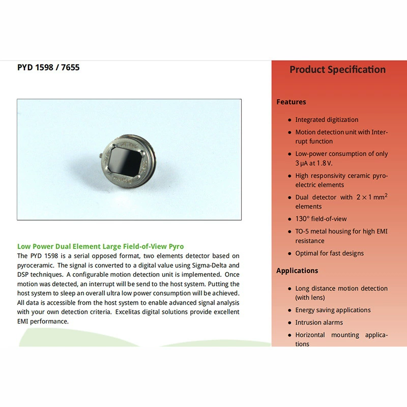 Поставщик производителя PYD1598/7655 Hi-электрический инфракрасный сенсорный зонд для человека