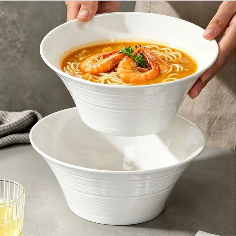 Pure white ceramic bowl, household noodle bowl, conical bowl, underglaze color, spicy hot pot bowl, snail noodle bowl, soup bowl, silk road bowl, trumpet bowl Pure white ceramic bowl, household noodle bowl, conical bowl, underglaze color, spicy hot pot bowl, snail noodle bowl, soup bowl, silk road bowl, trumpet bowl