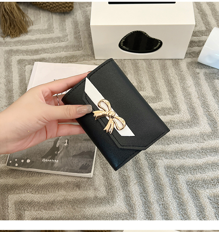 30g Weight Polyester Lining Material Lock clasp Closure Type Coin Purse Bags Type Women's Bow Knot Pu Leather Lock Clasp Wallets