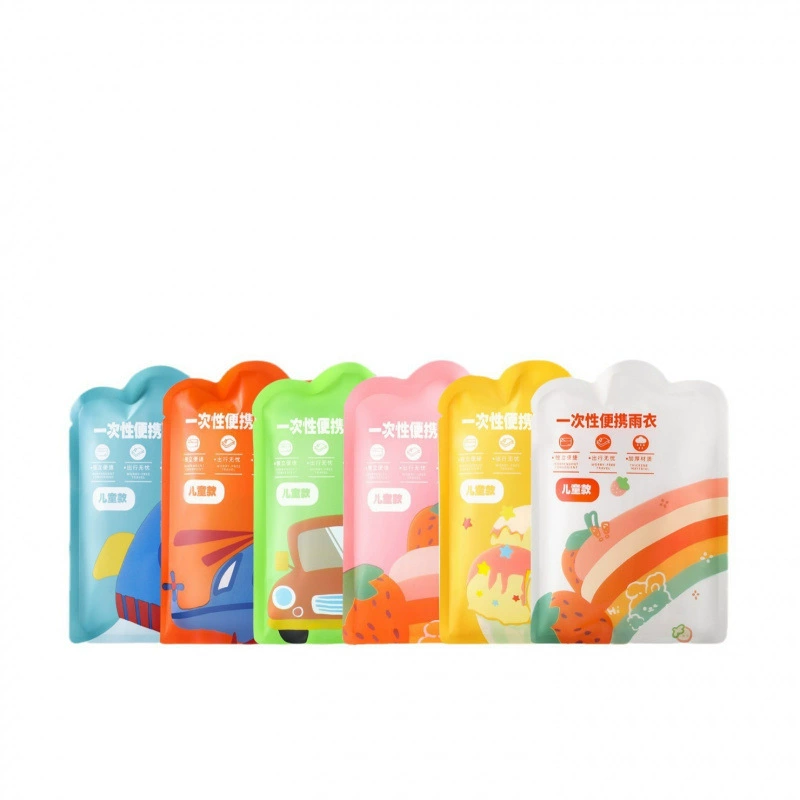 Children's waterproof handheld multicoloured raincoat, cartoon long cards for elementary school students, wide color palette, maxi length, increased thickness