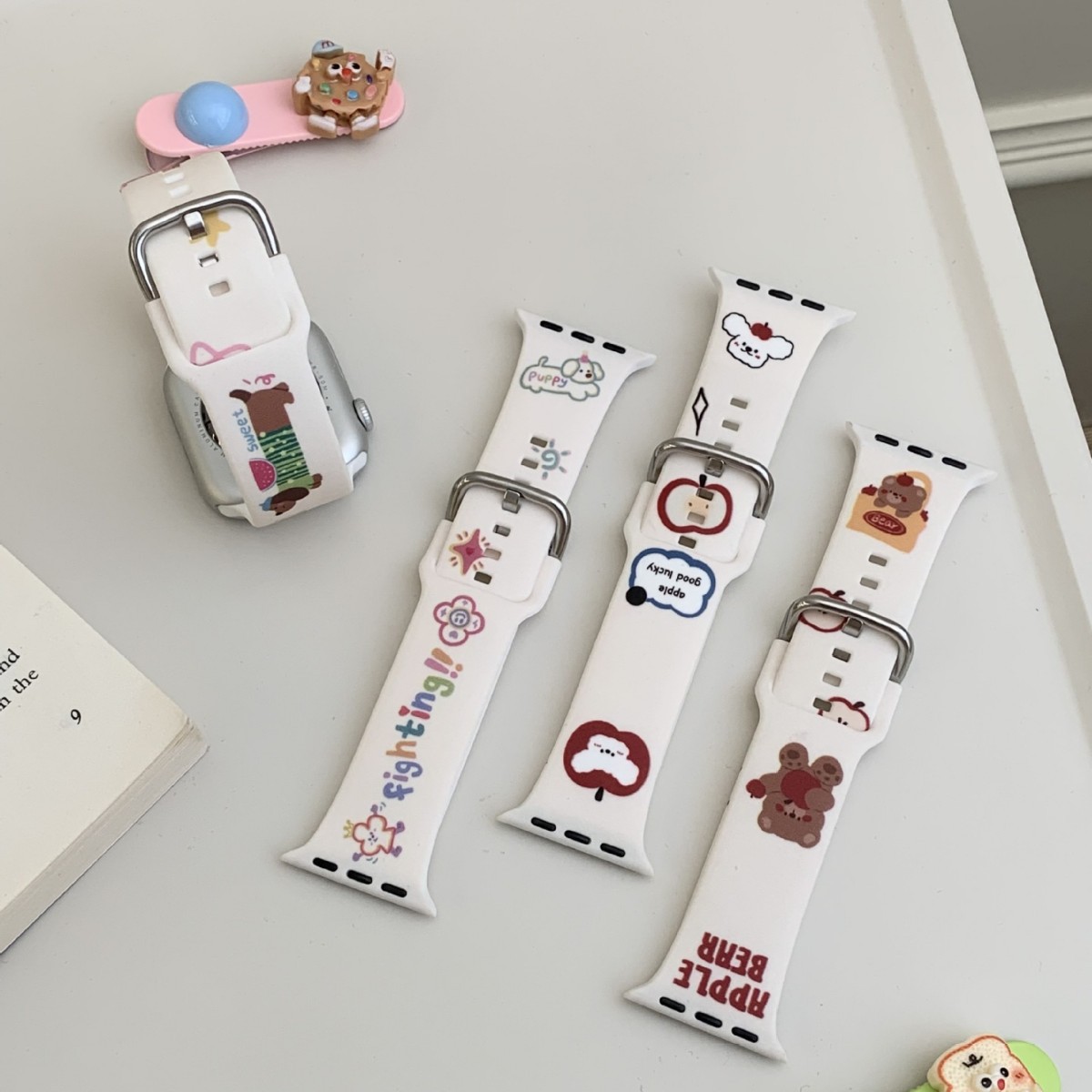 Suitable for Apple Watch S10 Generation iWatch Cute Cartoon Puppy Silicone Sports Strap Apple Watchse