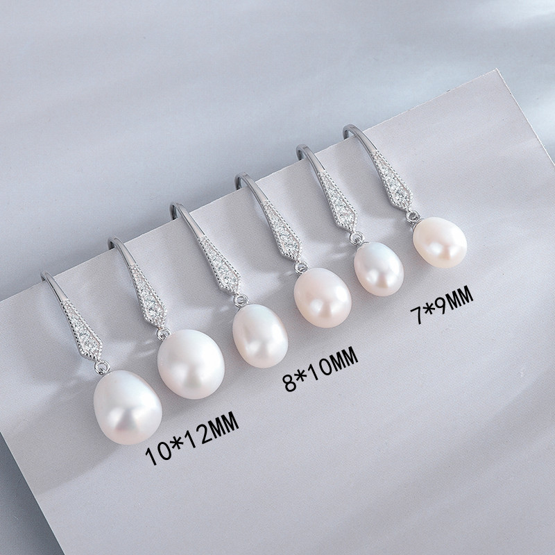 925 Silver Freshwater Pearl Long Earrings Women's European and American Retro High-end Ear Hook Earrings DIY Empty Holder Jewelry Wholesale