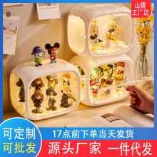 盲盒新款泡泡玛特手办收纳盒带灯桌面展示架亚克力卡通塑料太空舱