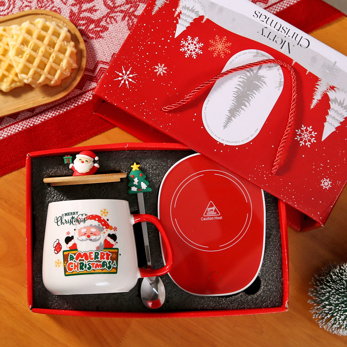 Taza de Navidad transfronteriza temperatura constante taza cálida de 55 grados Taza de cerámica con logotipo impreso Regalo de recuerdo de Santa