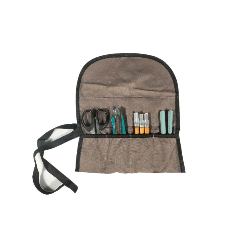 En stock bolsa de almacenamiento de herramientas de carpintería multifuncional bolsa de cuchillo de talla de lona plegable kit de herramientas de tambor bolsa de hardware