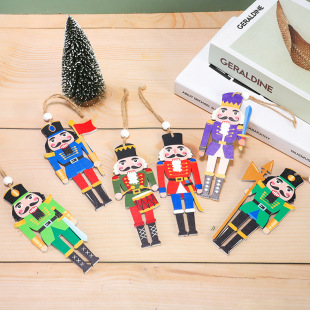Cross-Border Christmas Nutcracker Decorations Wooden Pendants Nutcracker Figures Soldiers Traditional Christmas Decorations