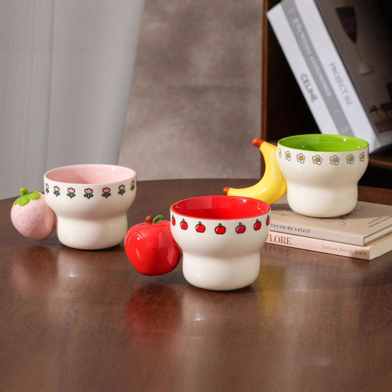 Taza de agua de cerámica de fruta encantadora personalidad creativa de dibujos animados taza de alto valor de cara taza de desayuno casera taza de regalo