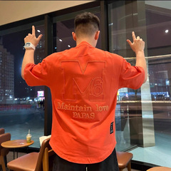 2025夏季潮牌字母刺绣圆领短袖男士简约高端时尚宽松百搭休闲T恤