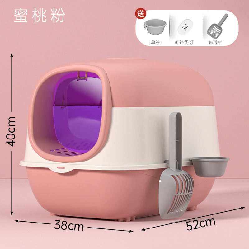 Desinfección y desodorización de la caja de arena para gatos, inodoro para gatos de gran tamaño completamente cerrado, lavabo de arena para gatos extra grande, a prueba de salpicaduras externas al por mayor