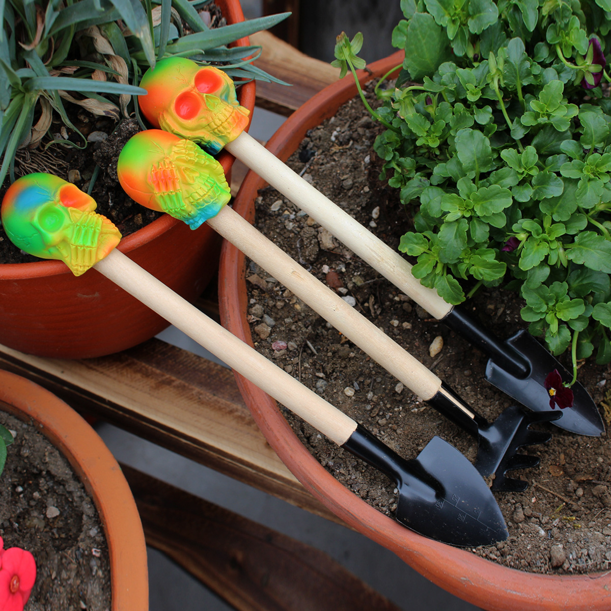 Creative potted small shovel flower planting shovel loose soil flower shovel gardening planting succulent tools suit three-piece set