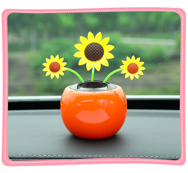 Car Ornaments Solar Summer Car Interior Decoration Popular Car Sunflower Center Console High-End Small Ornaments for Women