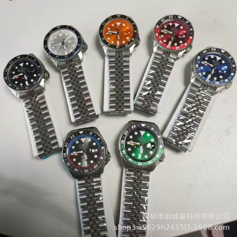 Seiko No. 5 Men's Watch Gmt Five-Row Chain Steel Belt Waterproof Mechanical Calendar Men's Watch Ssk001K1 Cross-Border